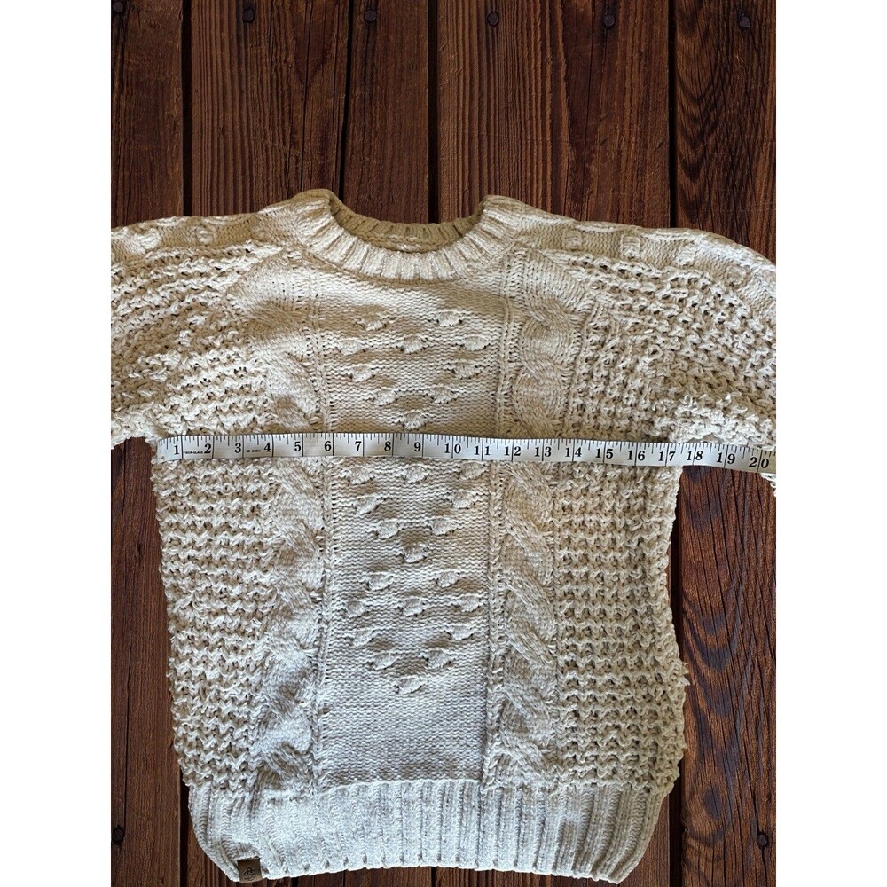 SIMPLY SOUTHERN Women's Cream Chenille Cable Knit Crewneck Sweater Small S Cozy - Picture 10 of 11